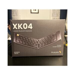 Foldable Bluetooth Keyboard, XK04 Folding Wireless Portable Travel Fullsize NEW